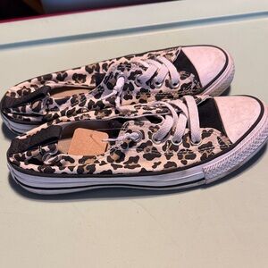 Converse Black and Cream Animal Print Sneakers